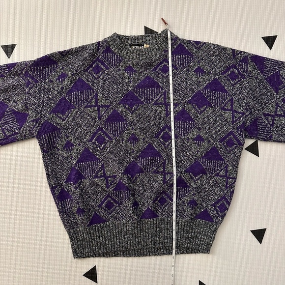 Vintage Grey and Purple Deco Knit Sweater - Picture 7 of 10